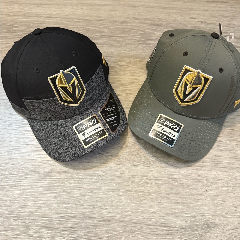 Vegas Golden Knights Fanatics Black and Gray Caps with Gold Logo